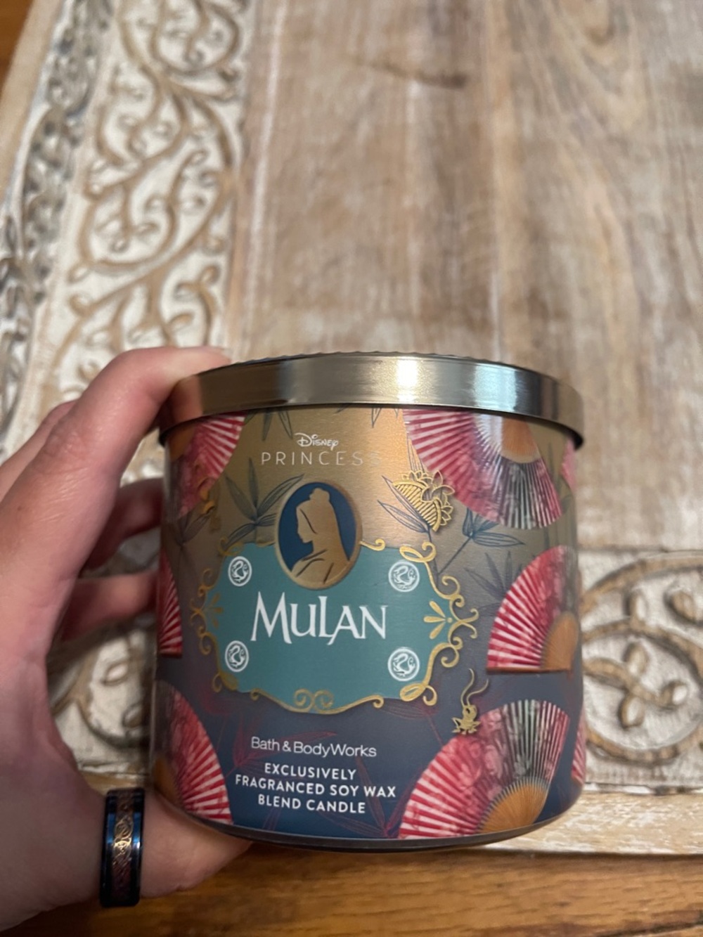 Bath & Body Works Mulan Candle - Gold & Pink Accent